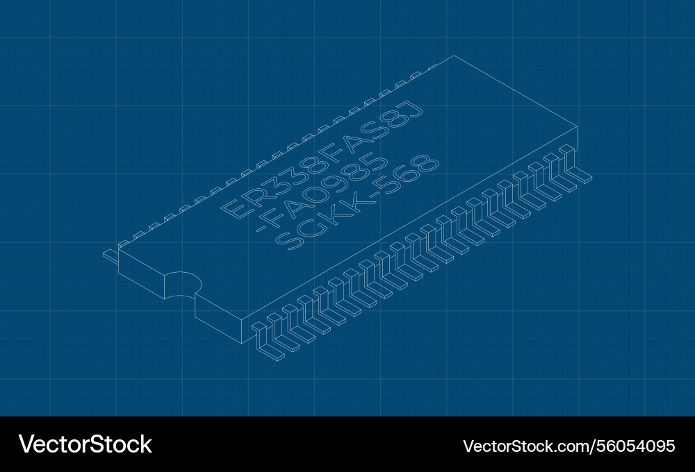 Microchip computer electronic component blueprint Microchip computer electronic component blueprint vector image