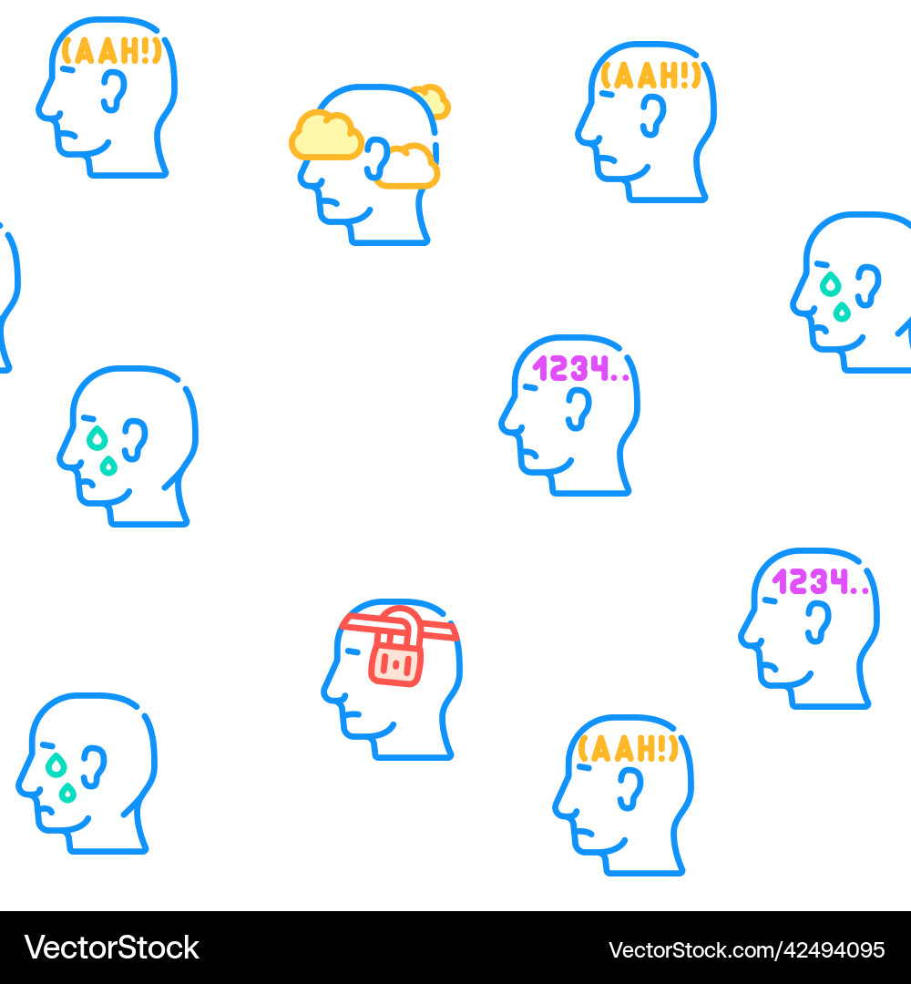 Neurosis brain problem seamless pattern vector image