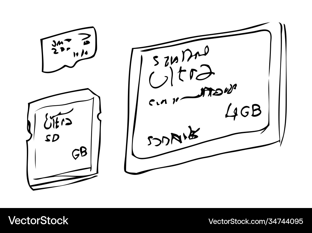 Outline manual hand draw memory card view from Vector Image