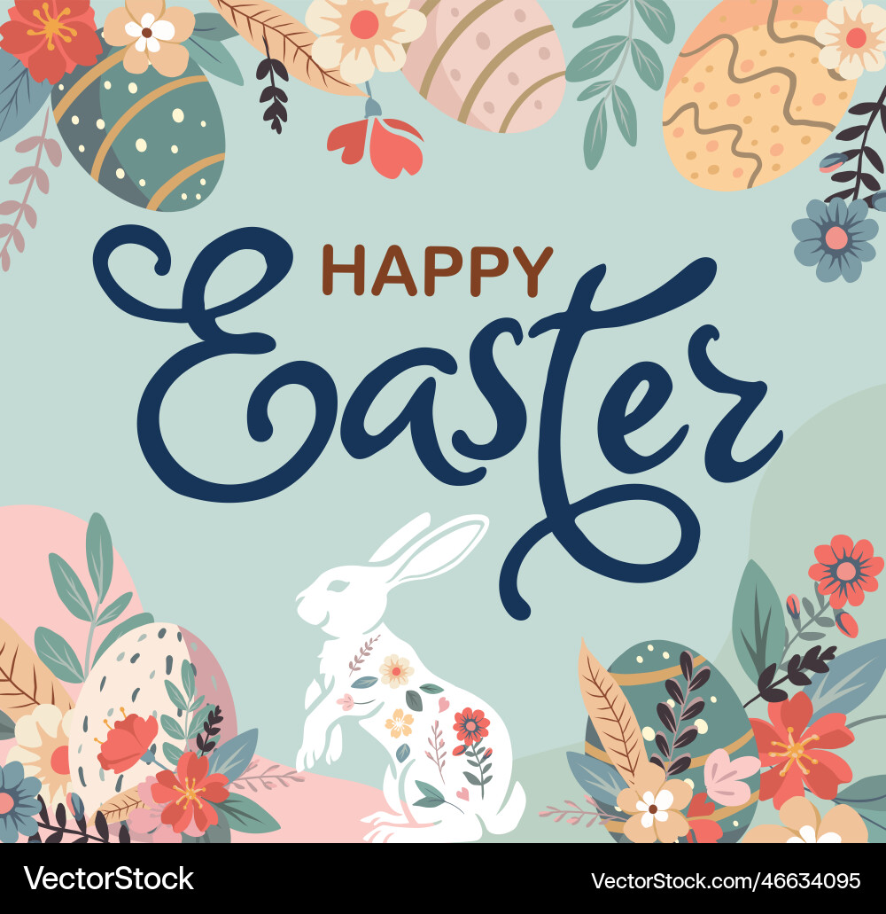 Poster mit Silhouetten von Kaninchen Frühling Blumen Poster mit Silhouetten von Kaninchen Frühling Blumen vektorbild