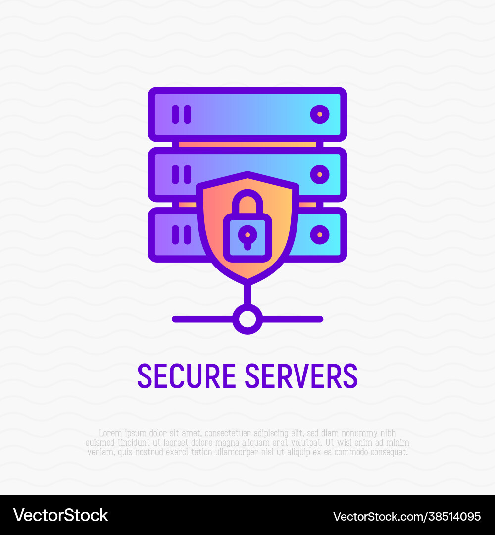 Secure servers thin line icon database Secure servers thin line icon database vector image