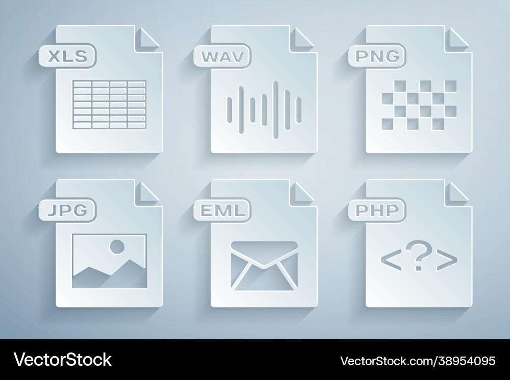 Set eml file document png jpg php wav and xls Set eml file document png jpg php wav and xls vector image