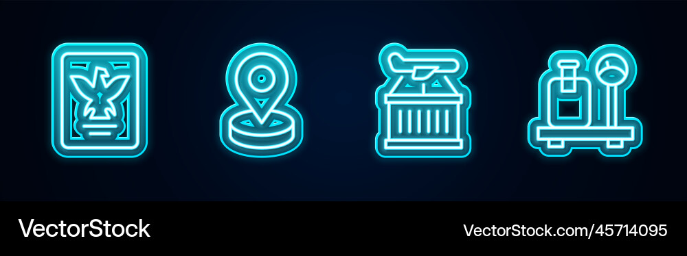 Set line passport location plane and scale Vector Image