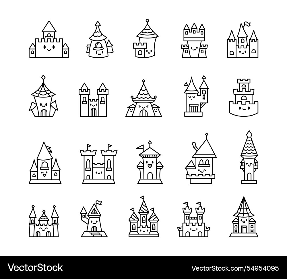 Set of little fortress characters with smiling Vector Image