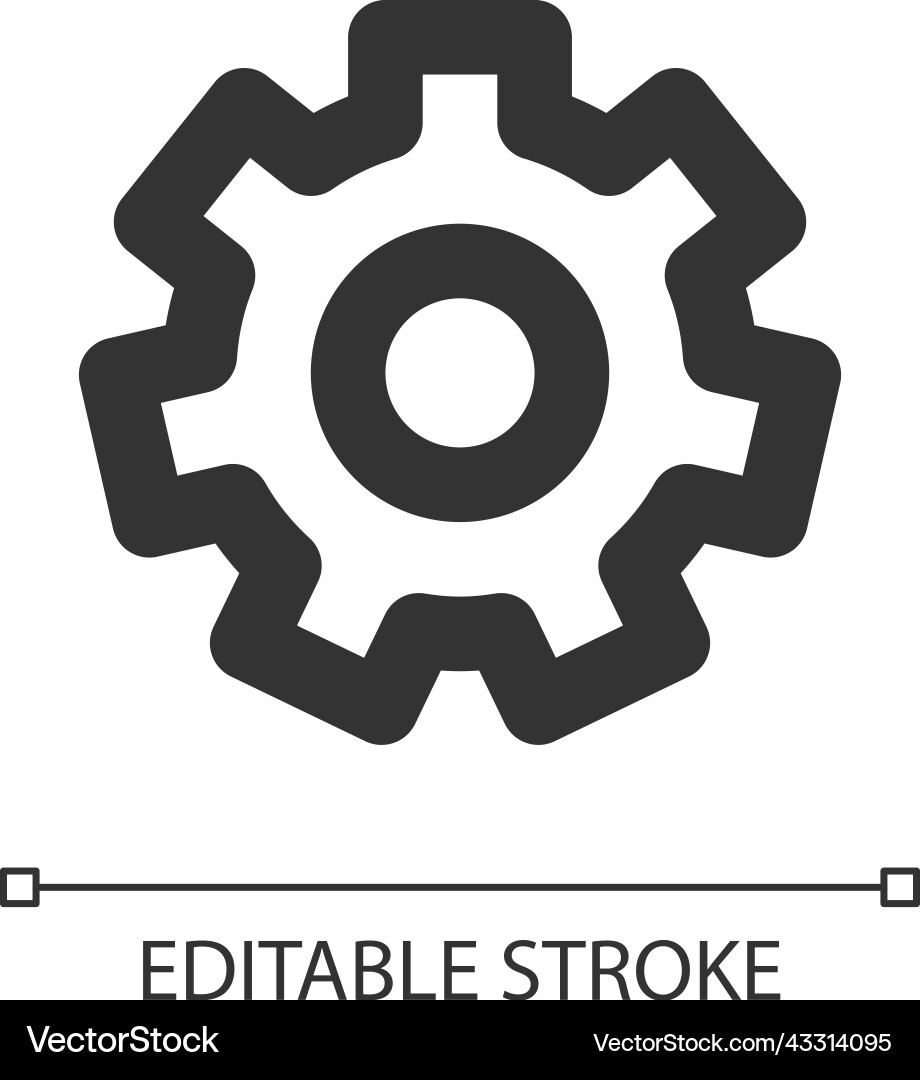 Settings gear pixel perfect linear ui icon Settings gear pixel perfect linear ui icon vector image