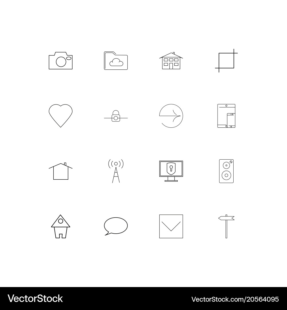 Signs and symbols simple linear icons set vector image