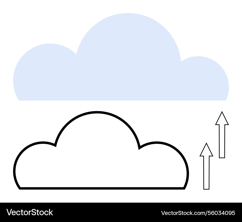 Simplified cloud and arrows representing data Vector Image