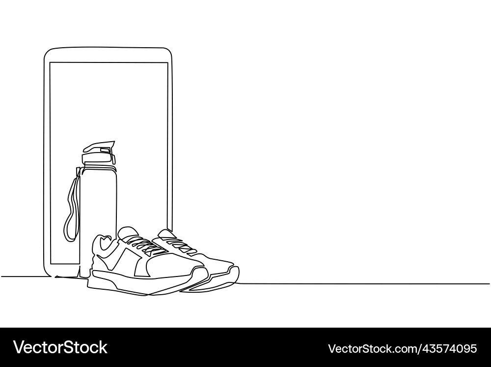 Single continuous line drawing running sneaker Single continuous line drawing running sneaker vector image