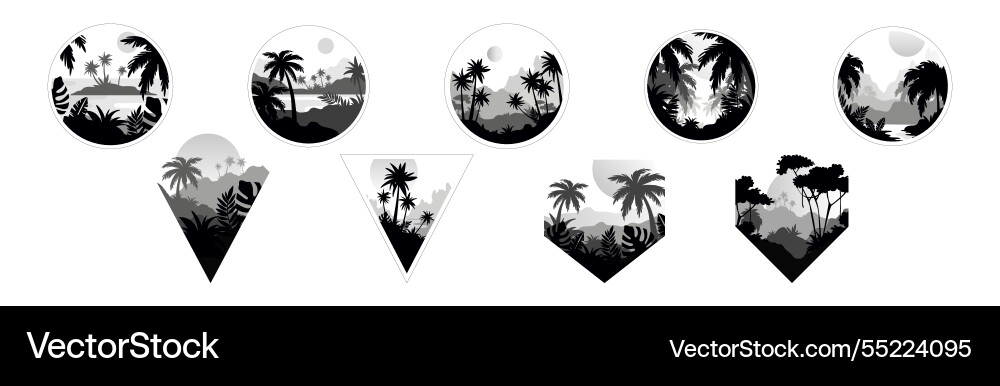 Tropical rainforest landscape with palm trees Tropical rainforest landscape with palm trees vector image