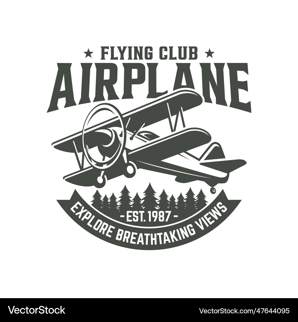 Vintage Airplane Badge Logo Vector Image