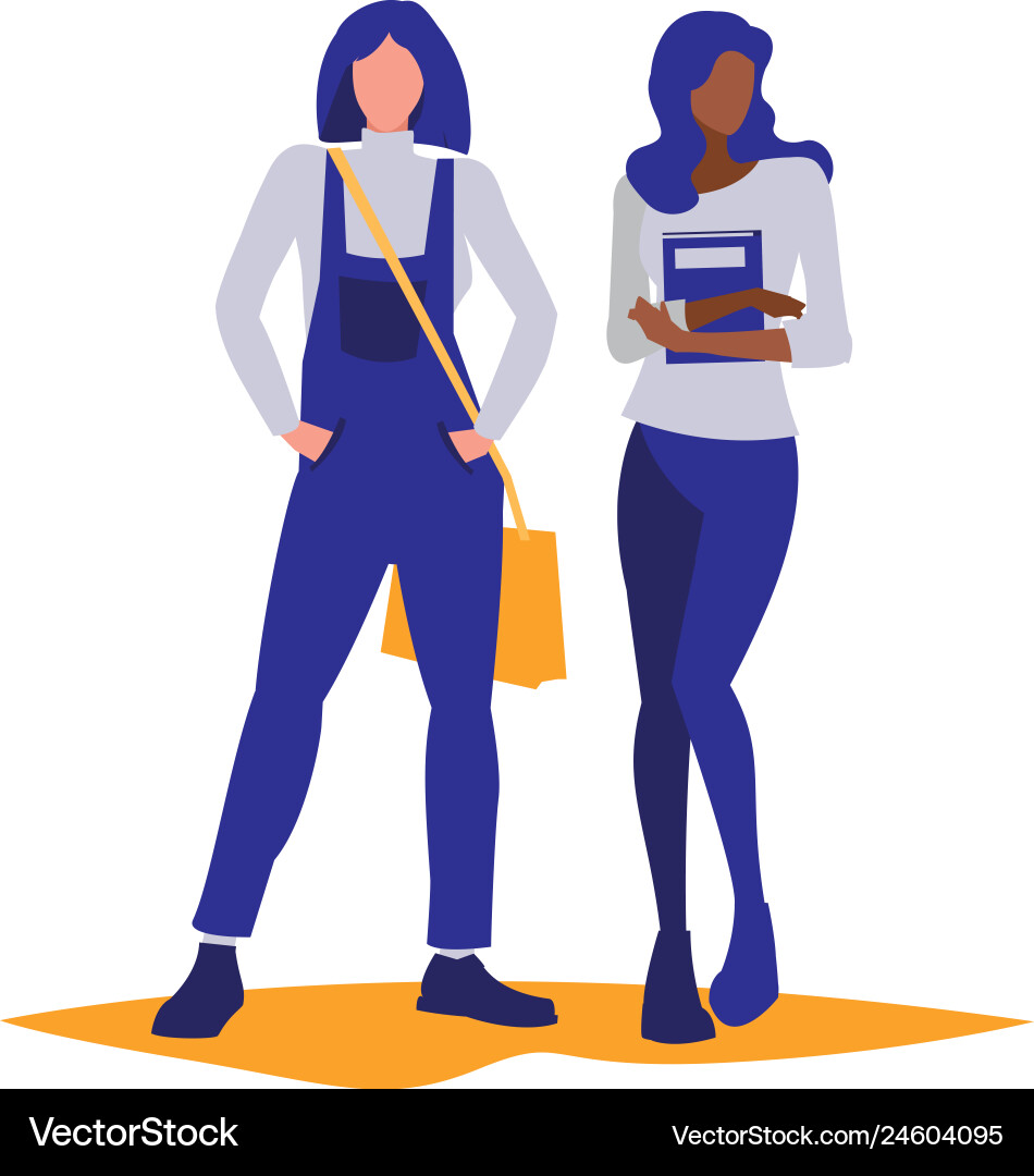 Young Girls Students Vector Image