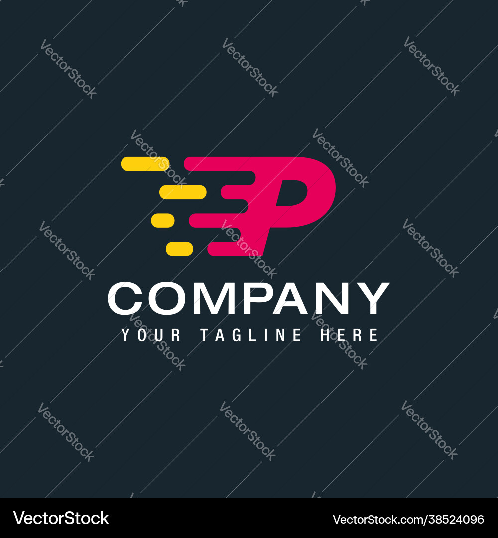 Brief p mit Lieferdienst Logo schnelle Geschwindigkeit Brief p mit Lieferdienst Logo schnelle Geschwindigkeit vektorbild