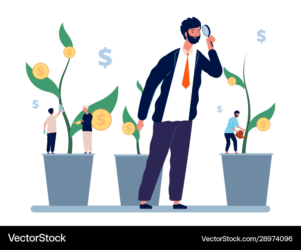 Businessman Analyzing Investment Growth Vector Image