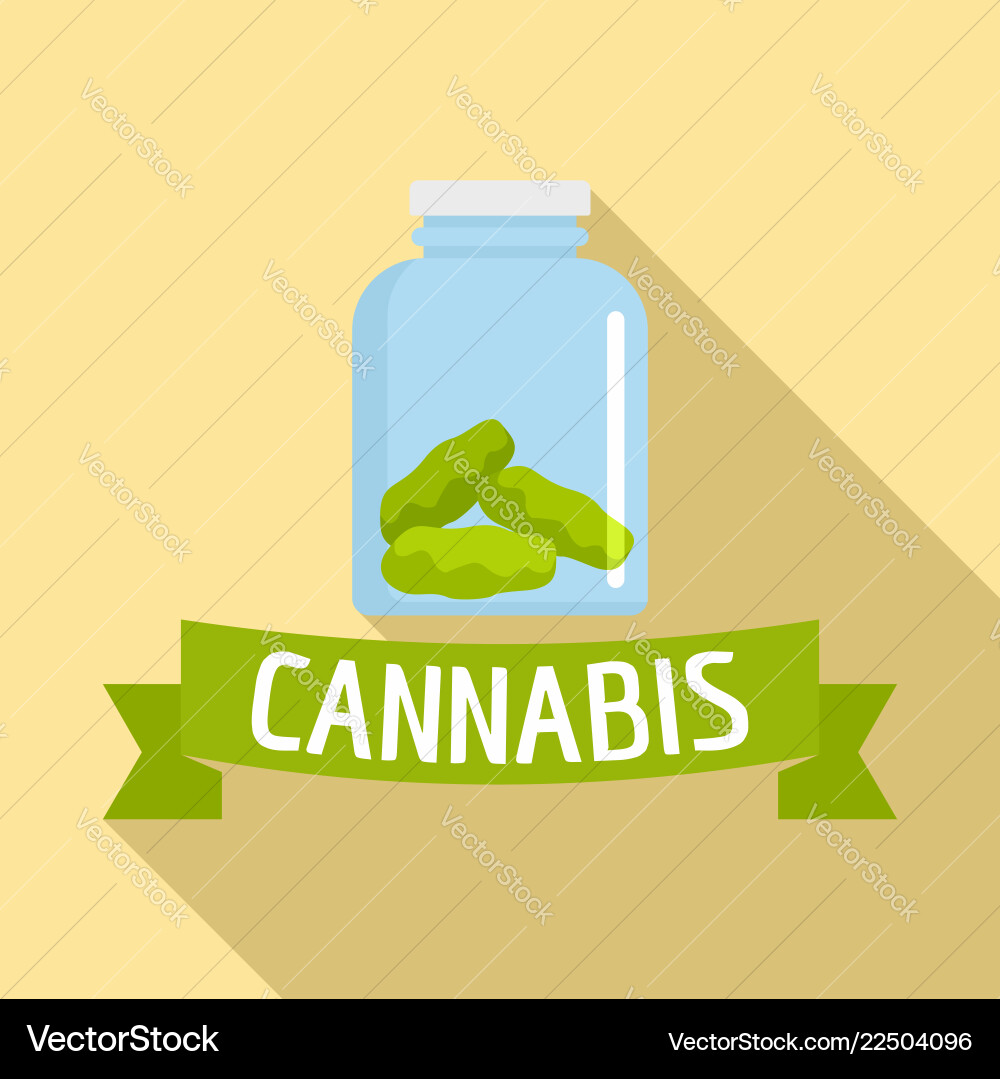 Cannabis Glas Jar Logo flach Stil Cannabis Glas Jar Logo flach Stil vektorbild