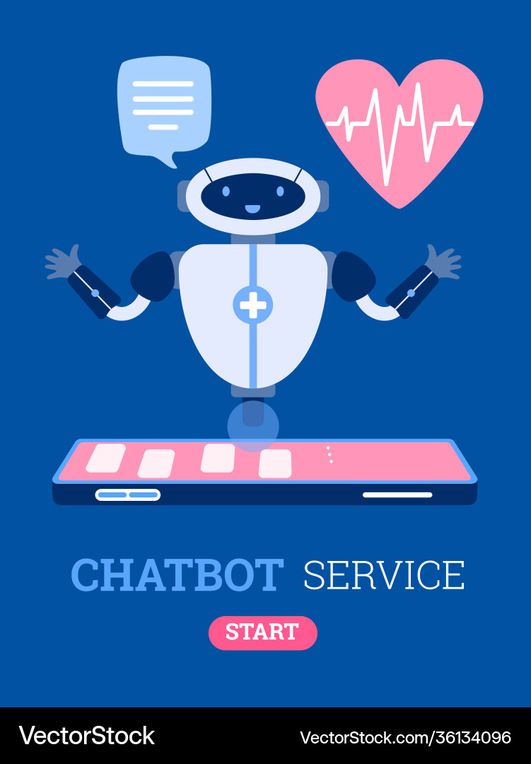 Chatbot service banner design with robot assistant Chatbot service banner design with robot assistant Vector Image