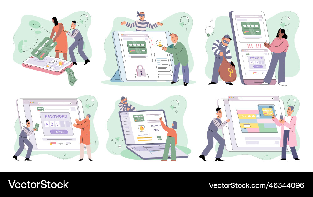 Concept of hacker attack fraud investigation Concept of hacker attack fraud investigation Vector Image