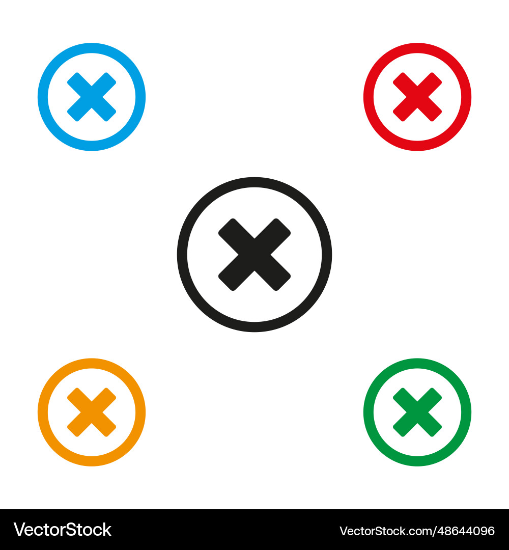 Cross sign in circle set of colored icons delete Cross sign in circle set of colored icons delete vector image