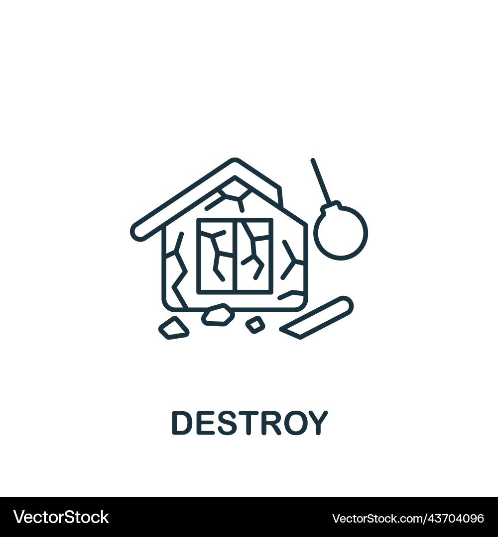Destroy icon line simple protest Vector Image