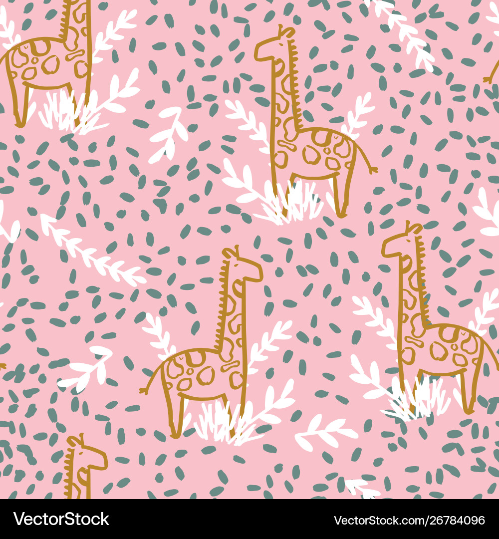 Giraffe safari seamless repeat pattern design Giraffe safari seamless repeat pattern design Vector Image