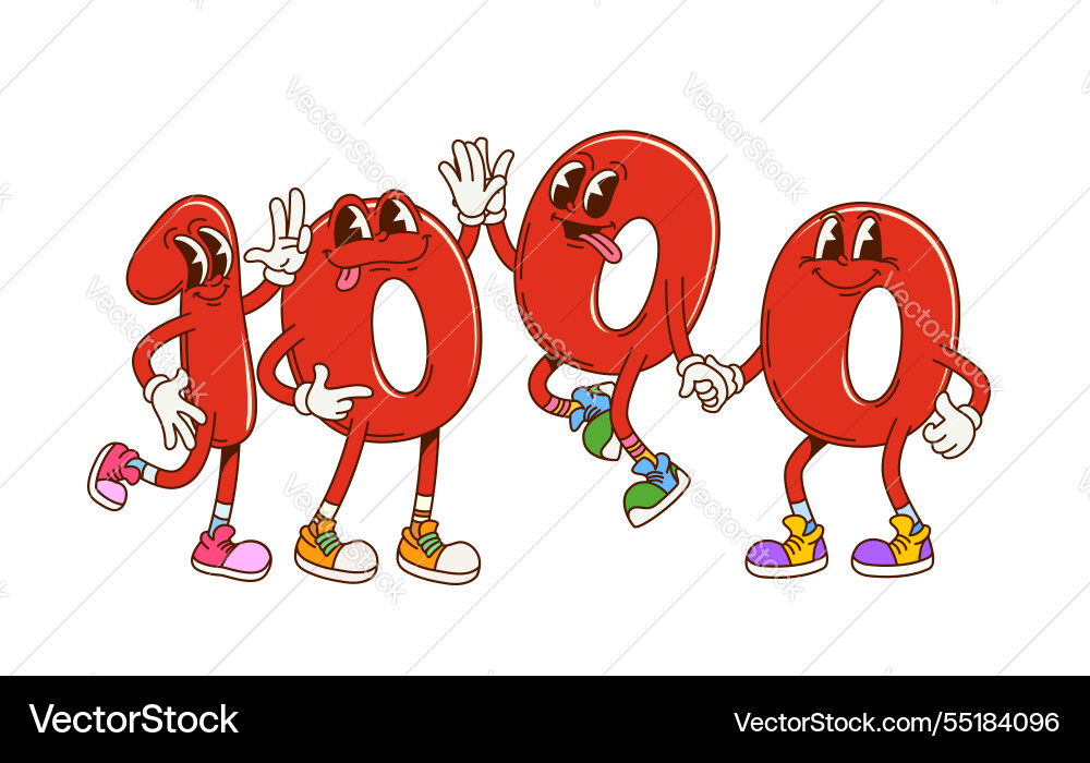 Groovy one thousand math number characters vector image