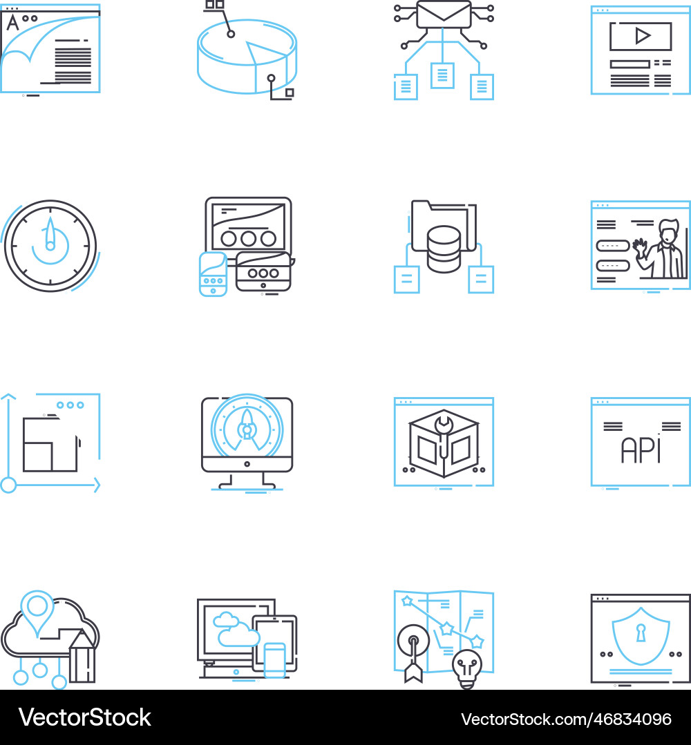 Information platform linear icons set data Vector Image