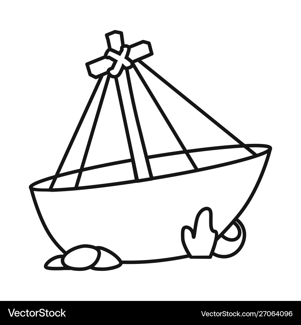 Isolated object ship and tree sign collection Vector Image