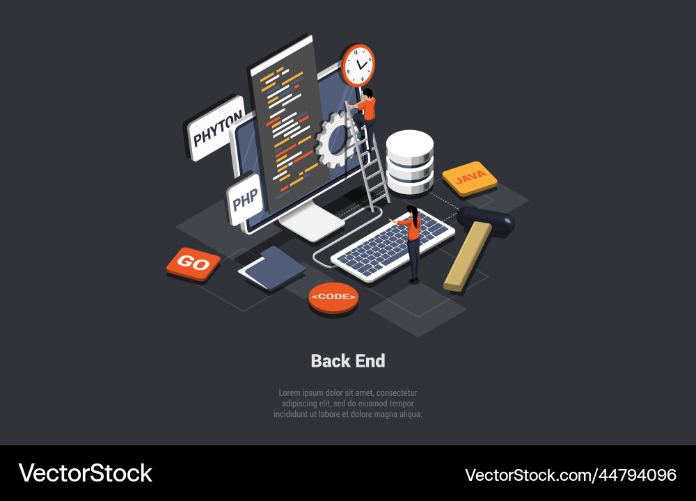 Konzept der Back-End-Entwicklungs-Coding-Software Konzept der Back-End-Entwicklungs-Coding-Software vektorbild