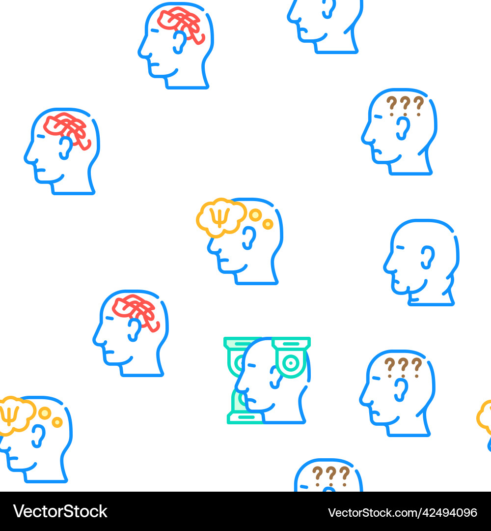 Neurosis brain problem seamless pattern vector image