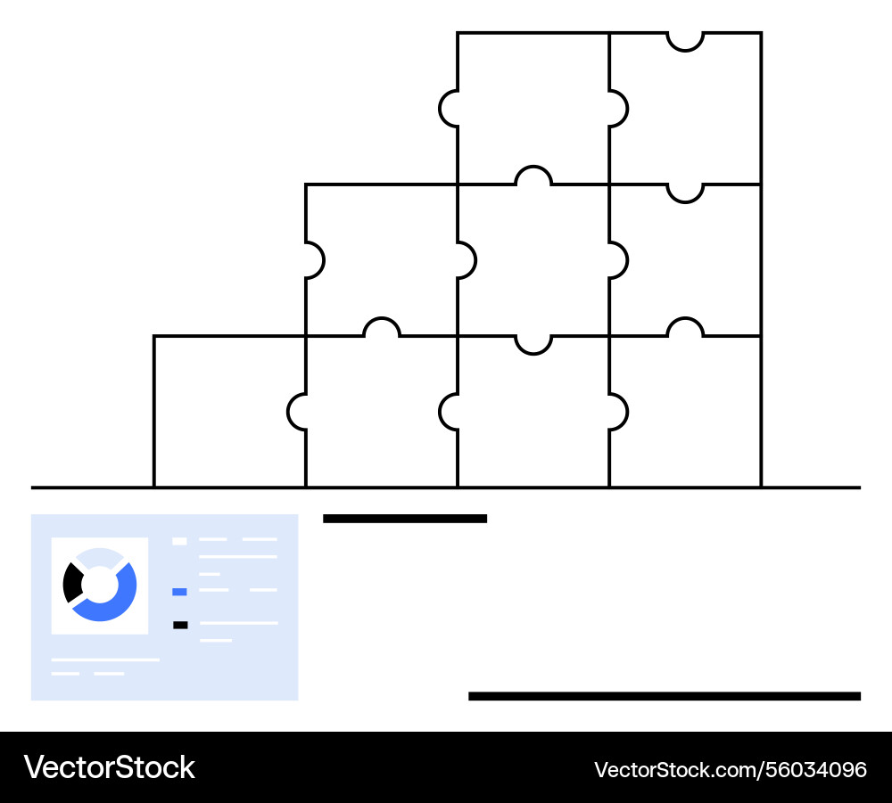 Puzzle pieces forming stacked structure with data Puzzle pieces forming stacked structure with data vector image
