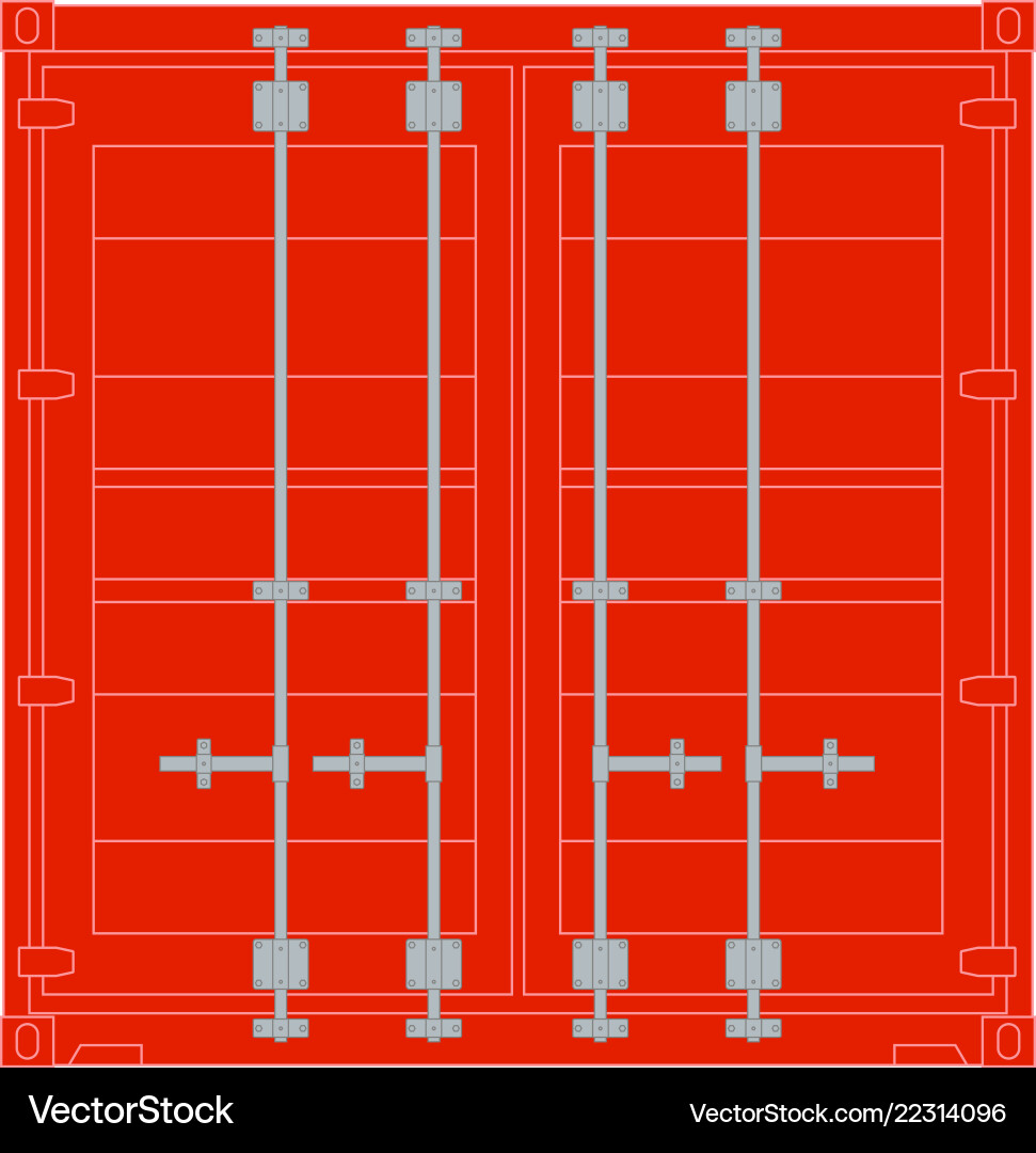 Red shipping container front view vector image