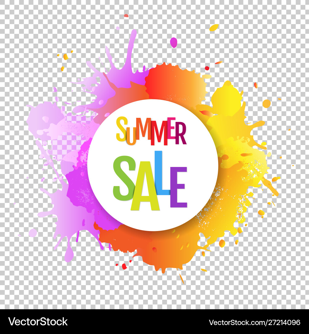 Sale banner with color text blobs vector image