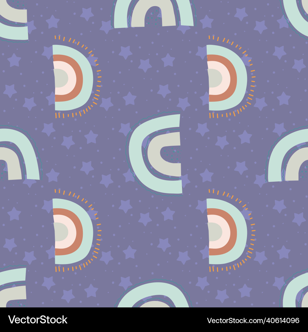 Seamless pattern with rainbows clouds and stars Seamless pattern with rainbows clouds and stars vector image