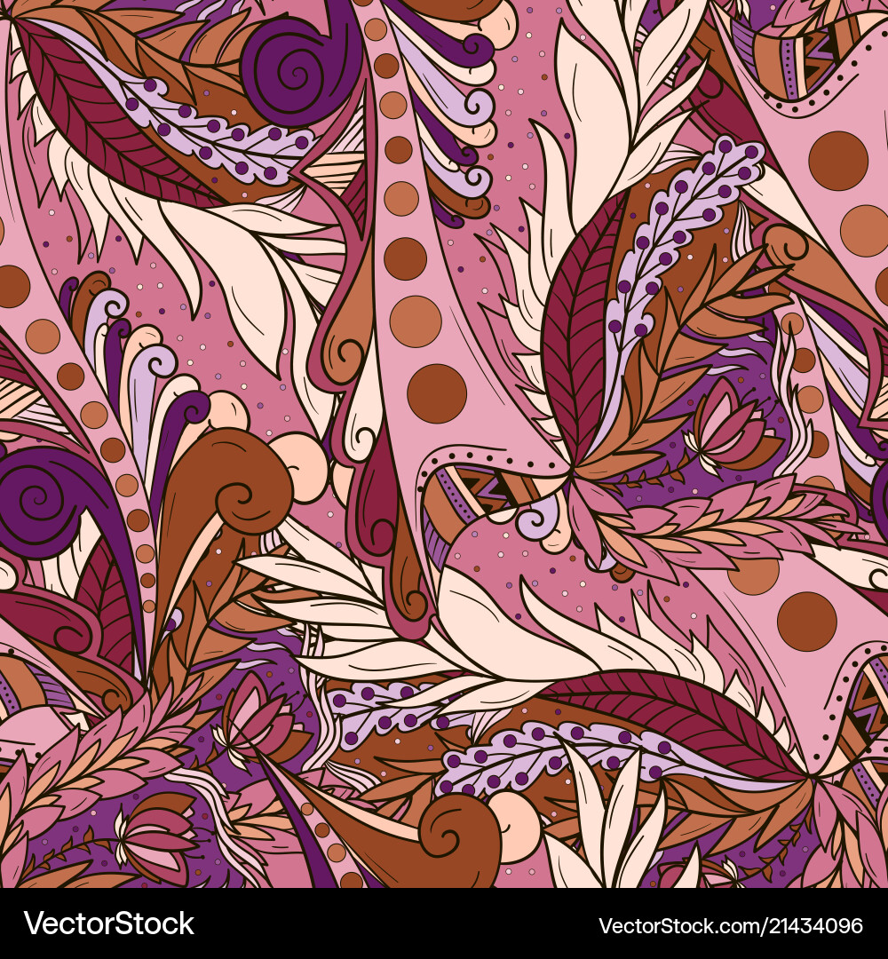 Seamless patterns with abstract waves and leaves Seamless patterns with abstract waves and leaves vector image