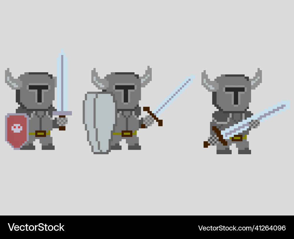 Set of pixel characters in art style vector image