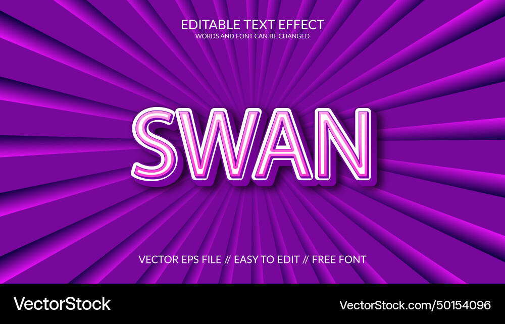 Swan fully changeable text effect vector image