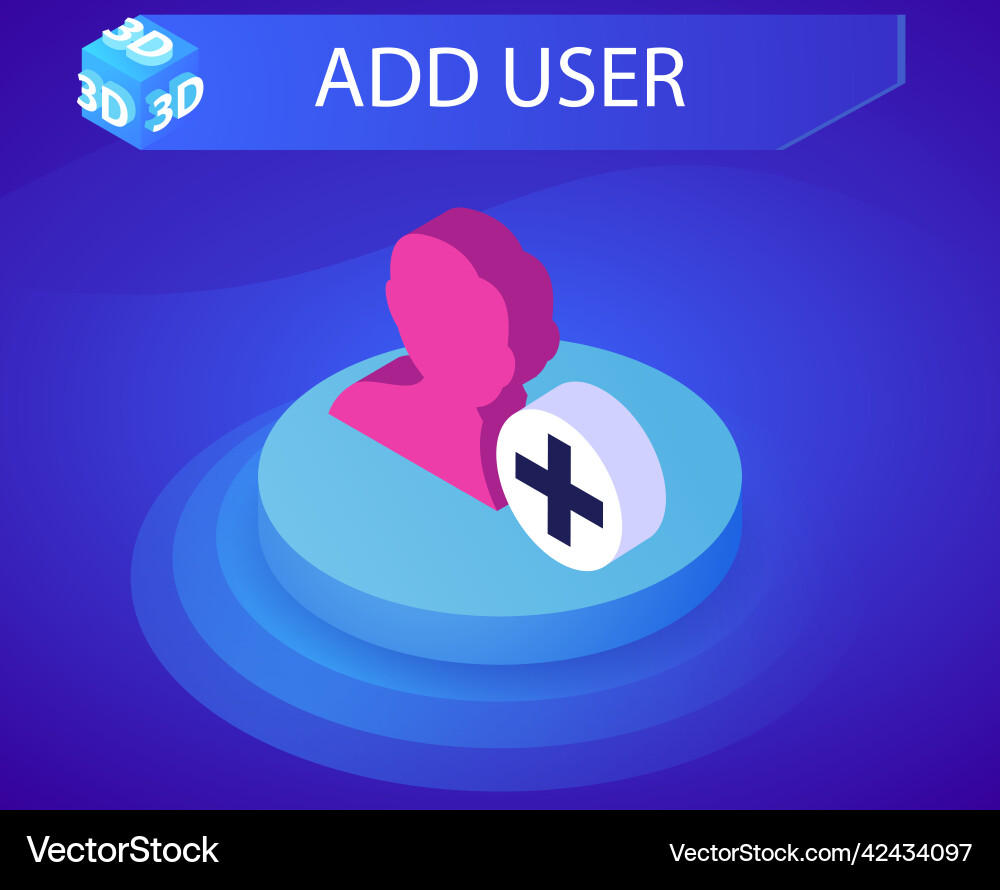 Add user isometric design icon web 3d colorful Add user isometric design icon web 3d colorful vector image