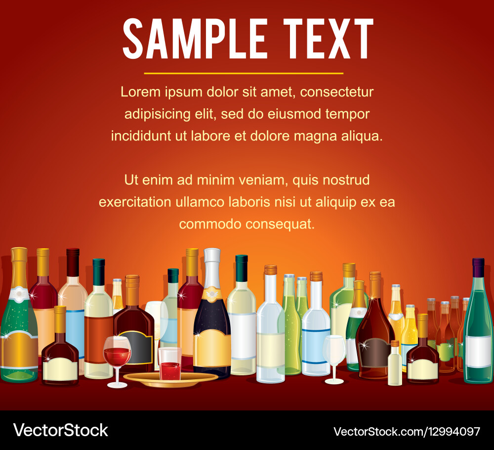 Alcohol Bottles and Bar Counter Vector Image