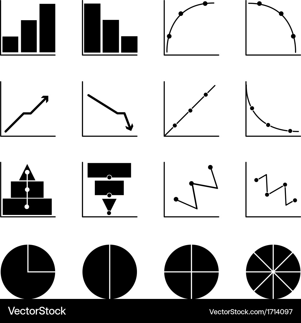 Applied graph icons on white background Vector Image