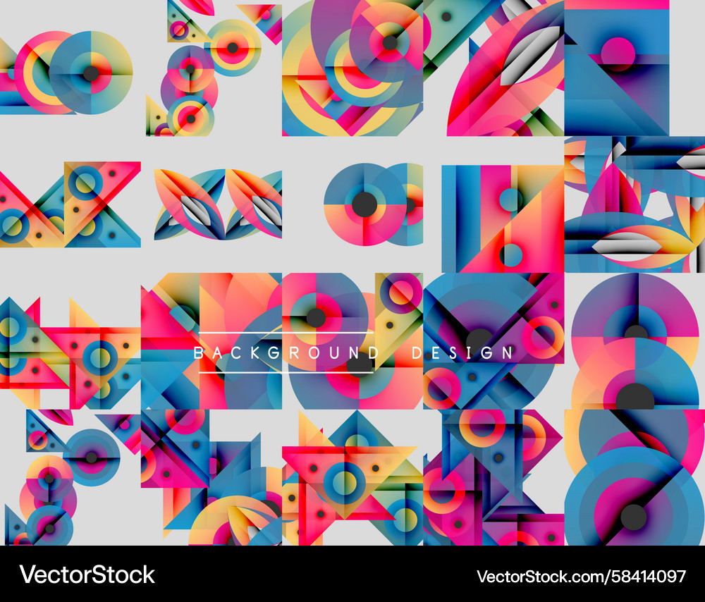 Colorful geometric patterns overlapping shapes Colorful geometric patterns overlapping shapes Vector Image