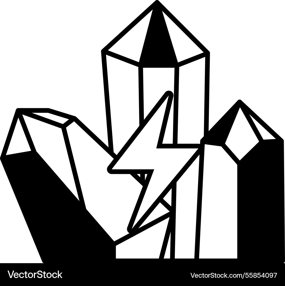 Crystal structure with a lightning bolt Crystal structure with a lightning bolt vector image