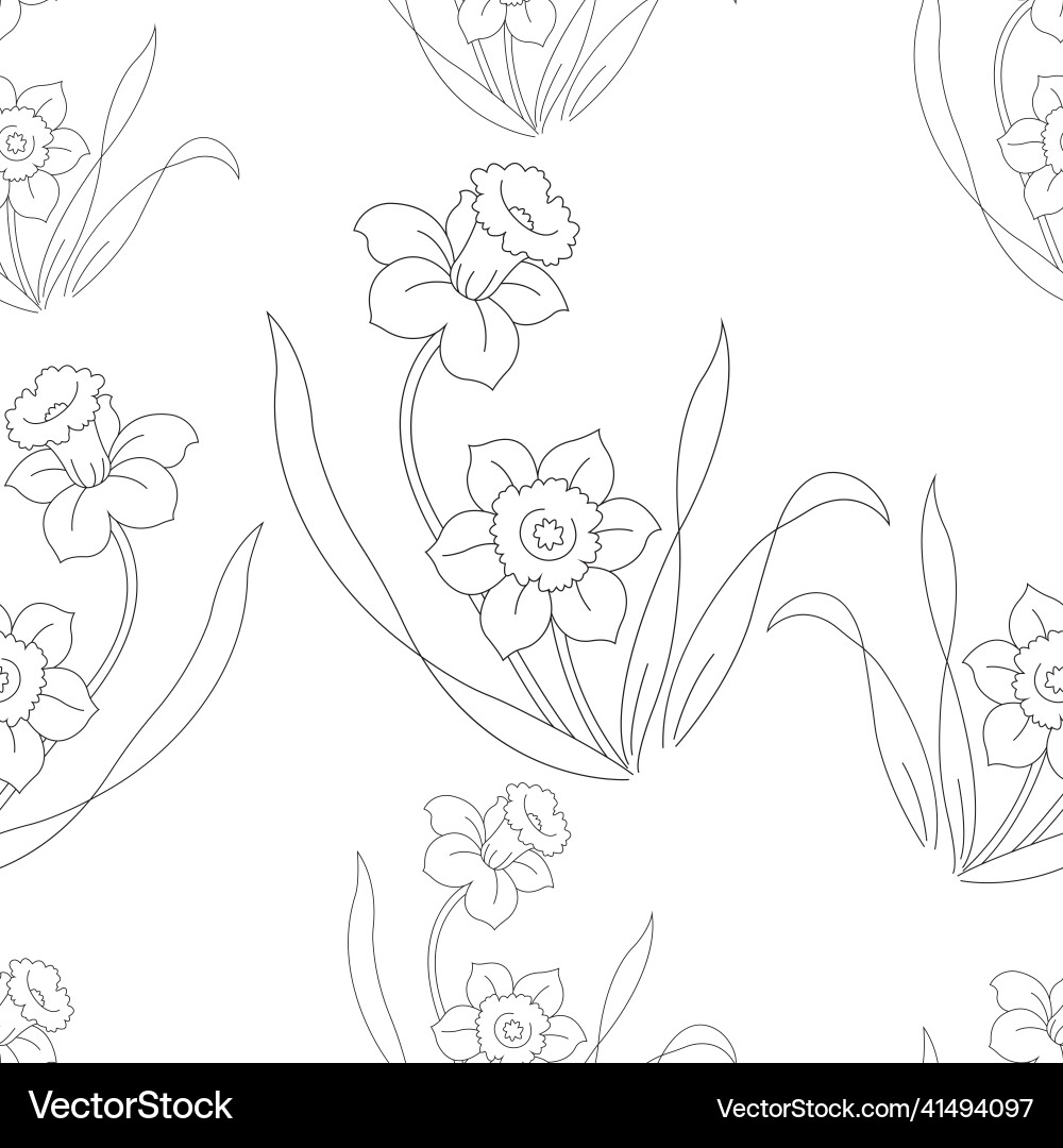 Daffodils seamless pattern in minimalism style Daffodils seamless pattern in minimalism style vector image