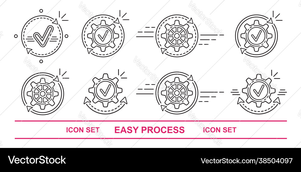 Easy operation process data update gear icon set Easy operation process data update gear icon set vector image