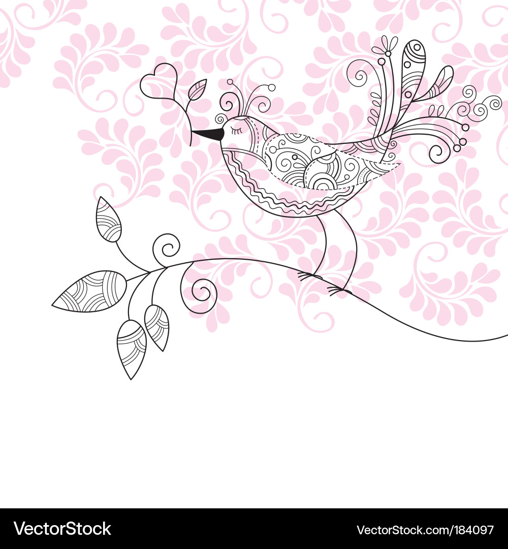 Floral Bird Background Vector Image