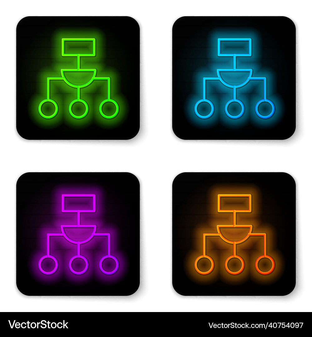 Glowing neon line algorithm icon isolated on white Glowing neon line algorithm icon isolated on white vector image