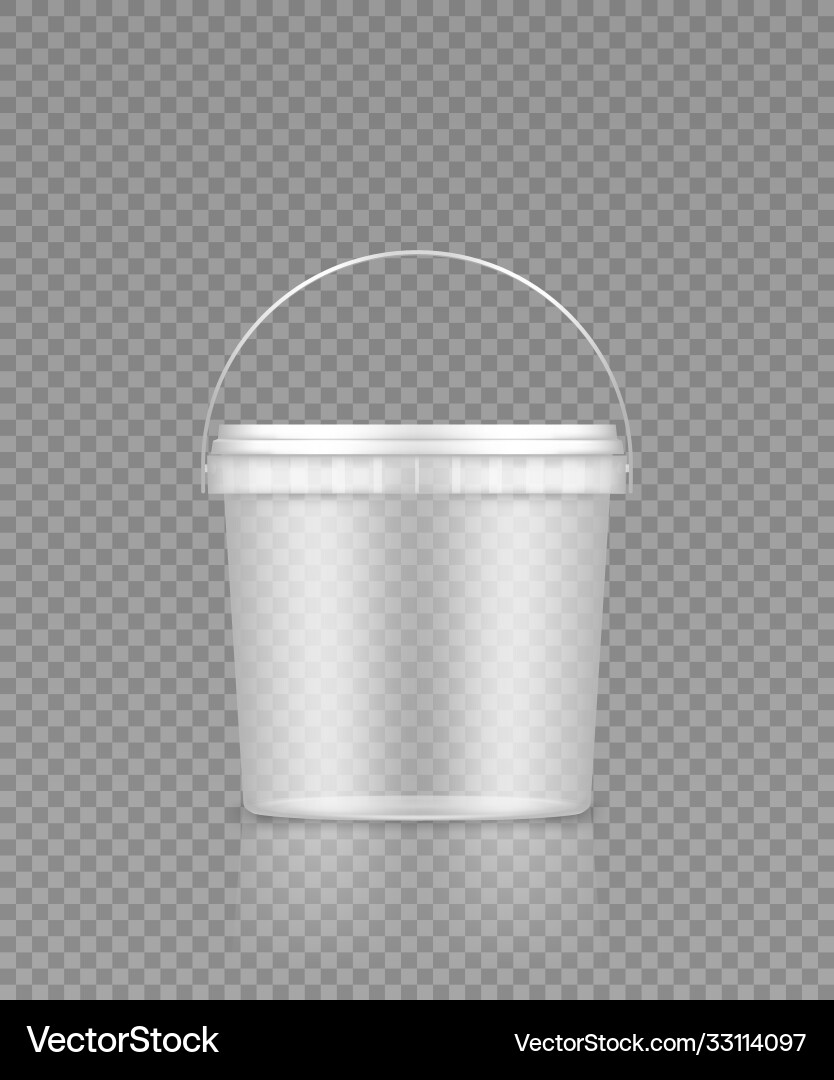 Leere transparente Eimer mit Griff Mockup Vektorbild