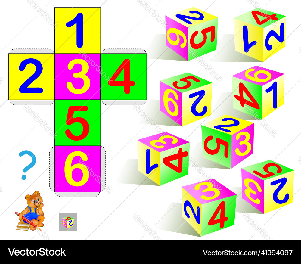 Logic puzzle find the only one cube Logic puzzle find the only one cube vector image