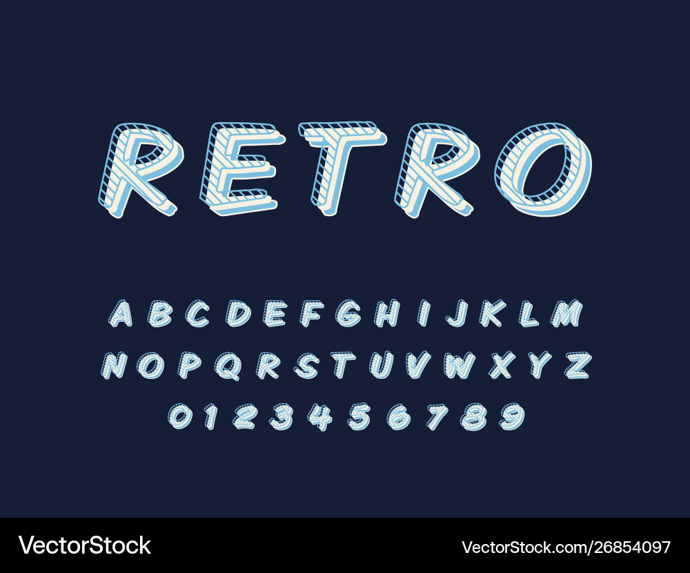Retro font and alphabet stock Retro font and alphabet stock vector image