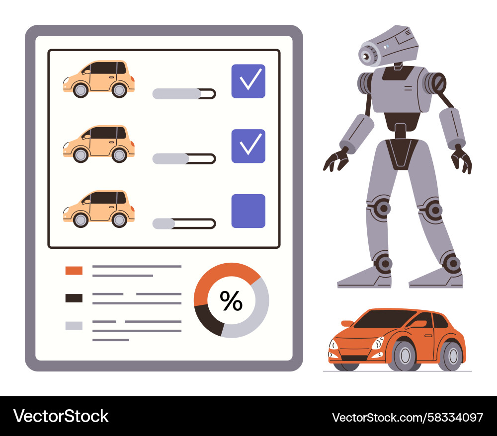 Robot Car Analysis & Data Visualization Vector Image