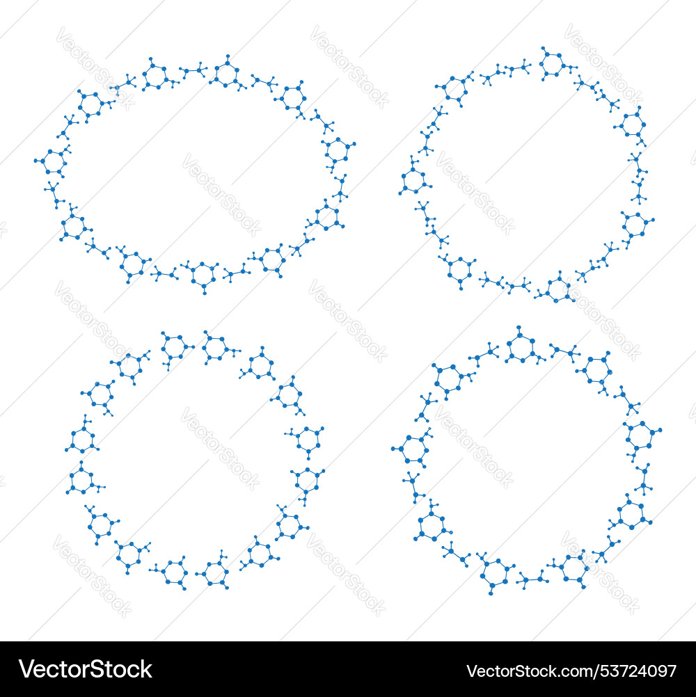 Round and oval frames with molecular structures Vector Image