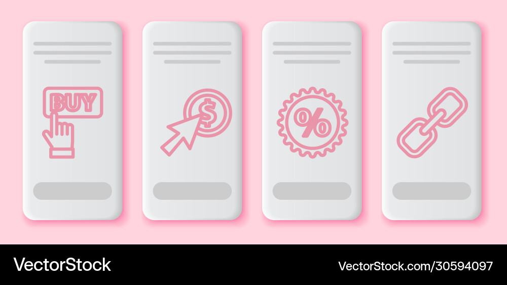 Set line buy button cursor and coin discount Set line buy button cursor and coin discount vector image